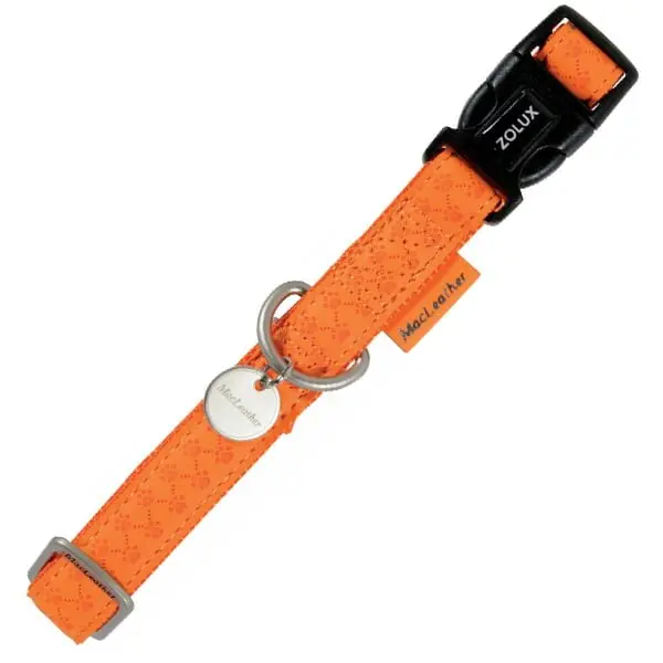 Skórzana obroża dla psa Mac Leather 25 mm pomarańczowa